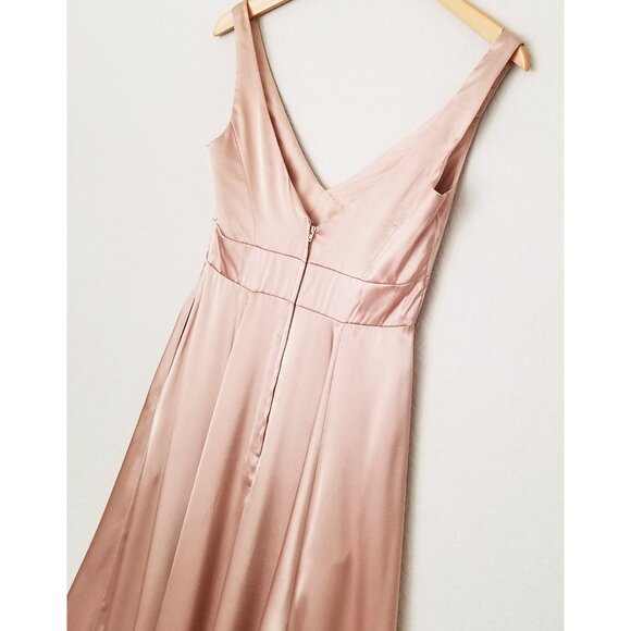 Galina Signature David’s Bridal Charmeuse Tank VNeck Gown Dress Slit Sand 2 $200 - Picture 13 of 14